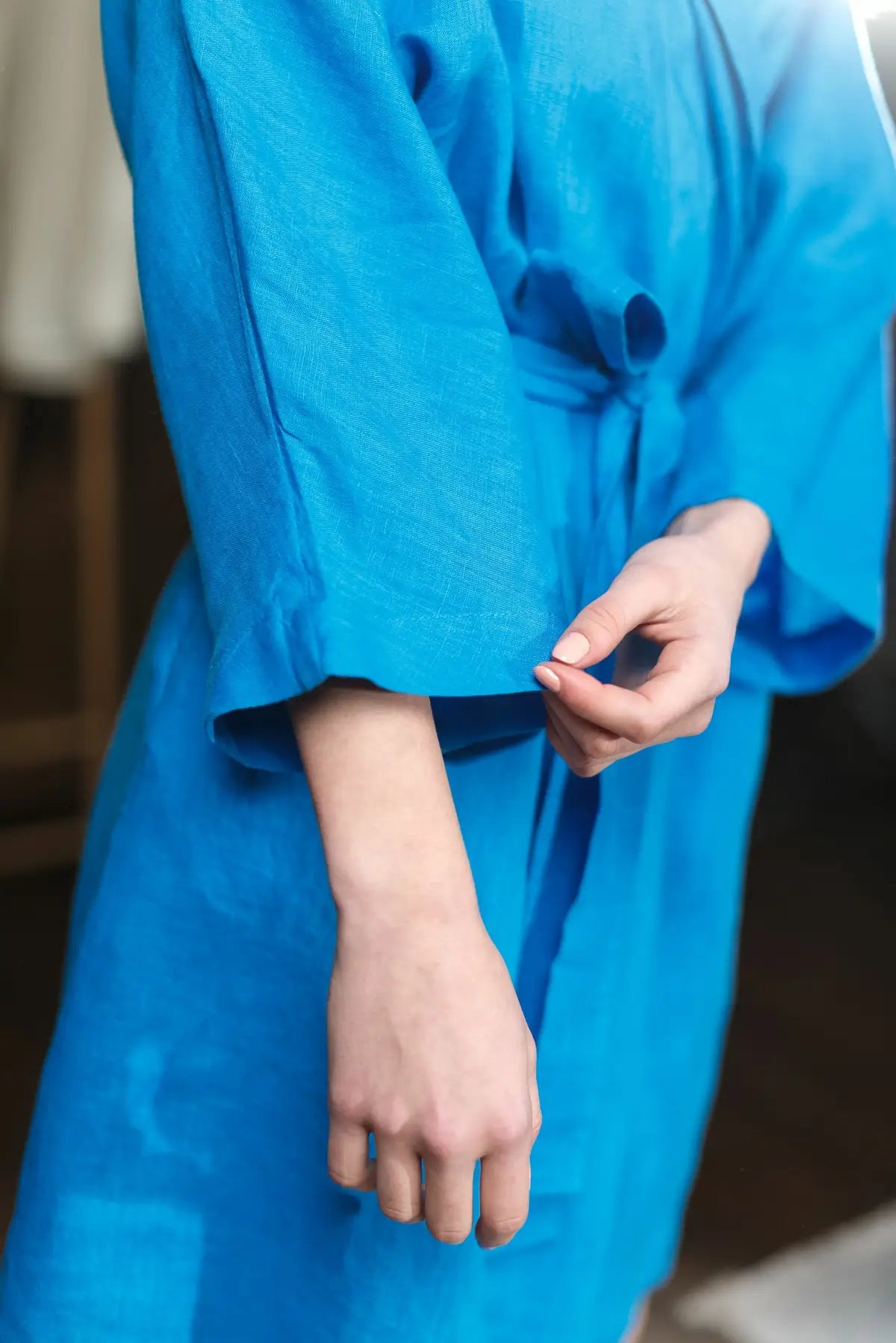 Bordeaux linen kimono blue