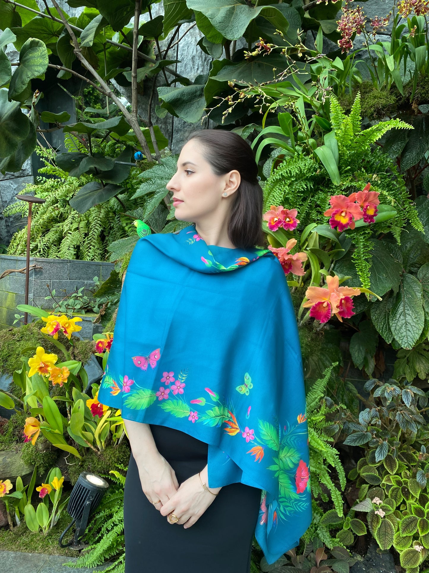 Wrap “Passion Flower”, marine