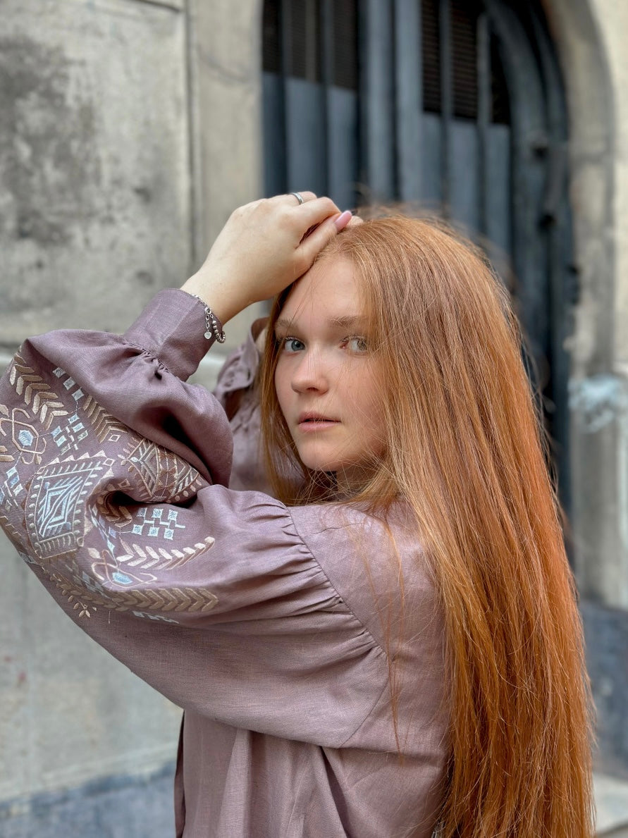 Embroidered blouse "Verkhovyna", brown