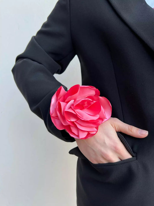 Accessory silk flower with ties (pink)
