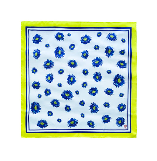 Premium Silk scarf “Cornflowers” in blue