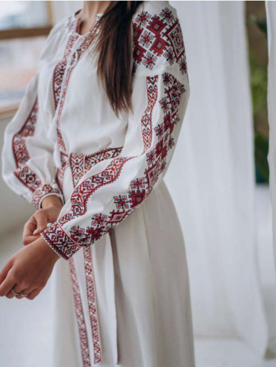Vyshyvanka dress “Thadeya”, red