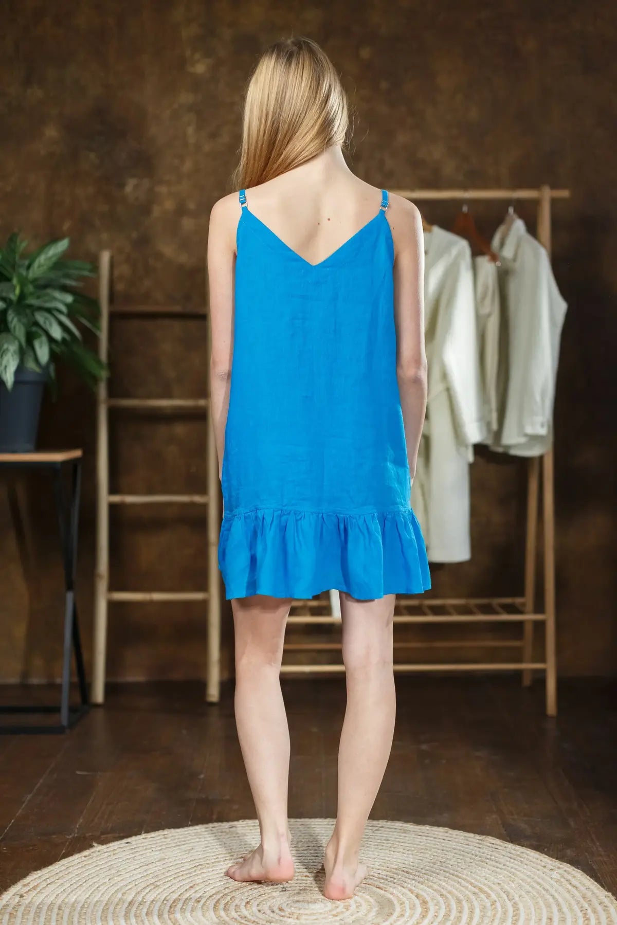 Le Mans linen dress blue