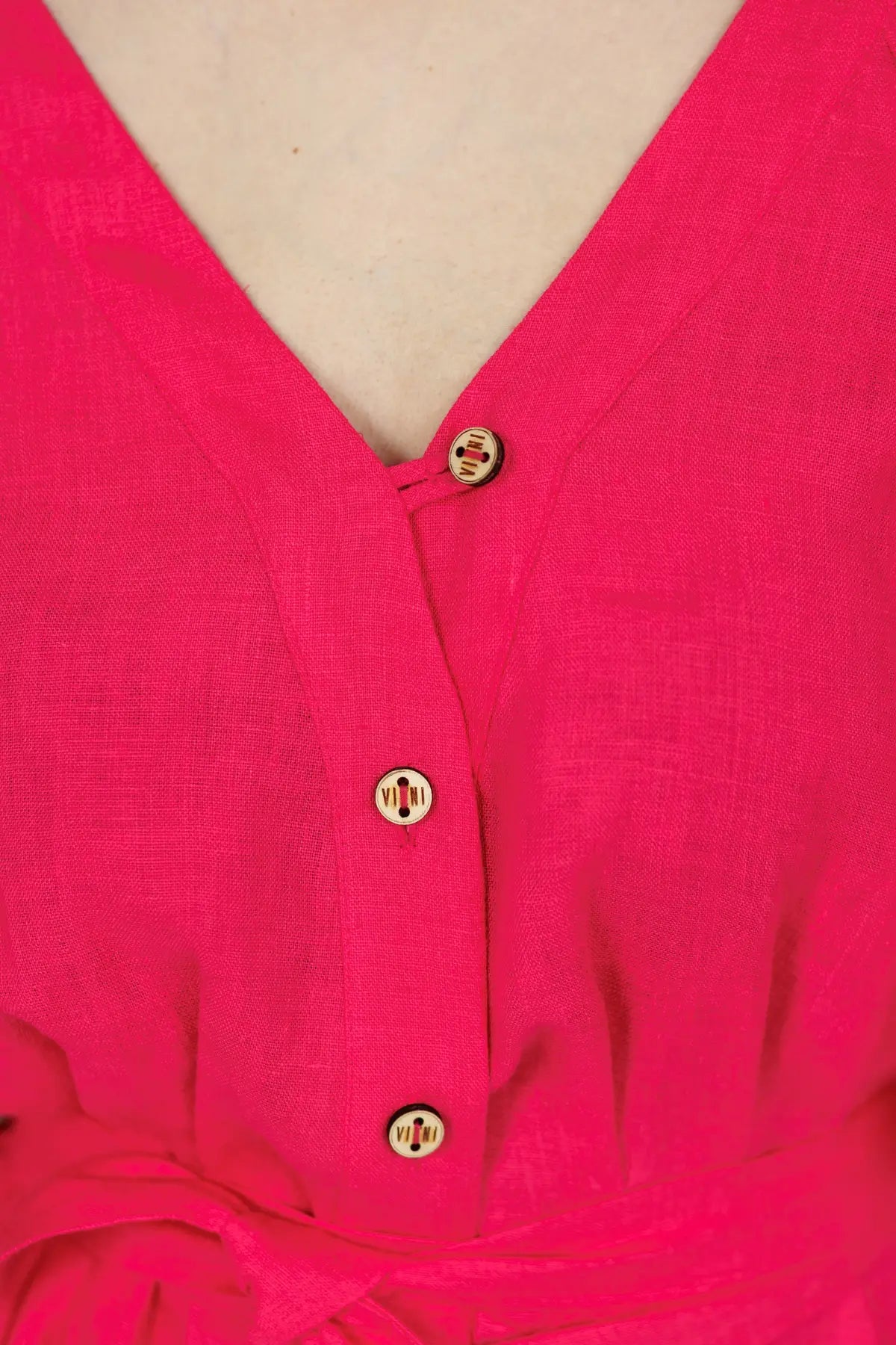 Montgomery linen dress fuchsia