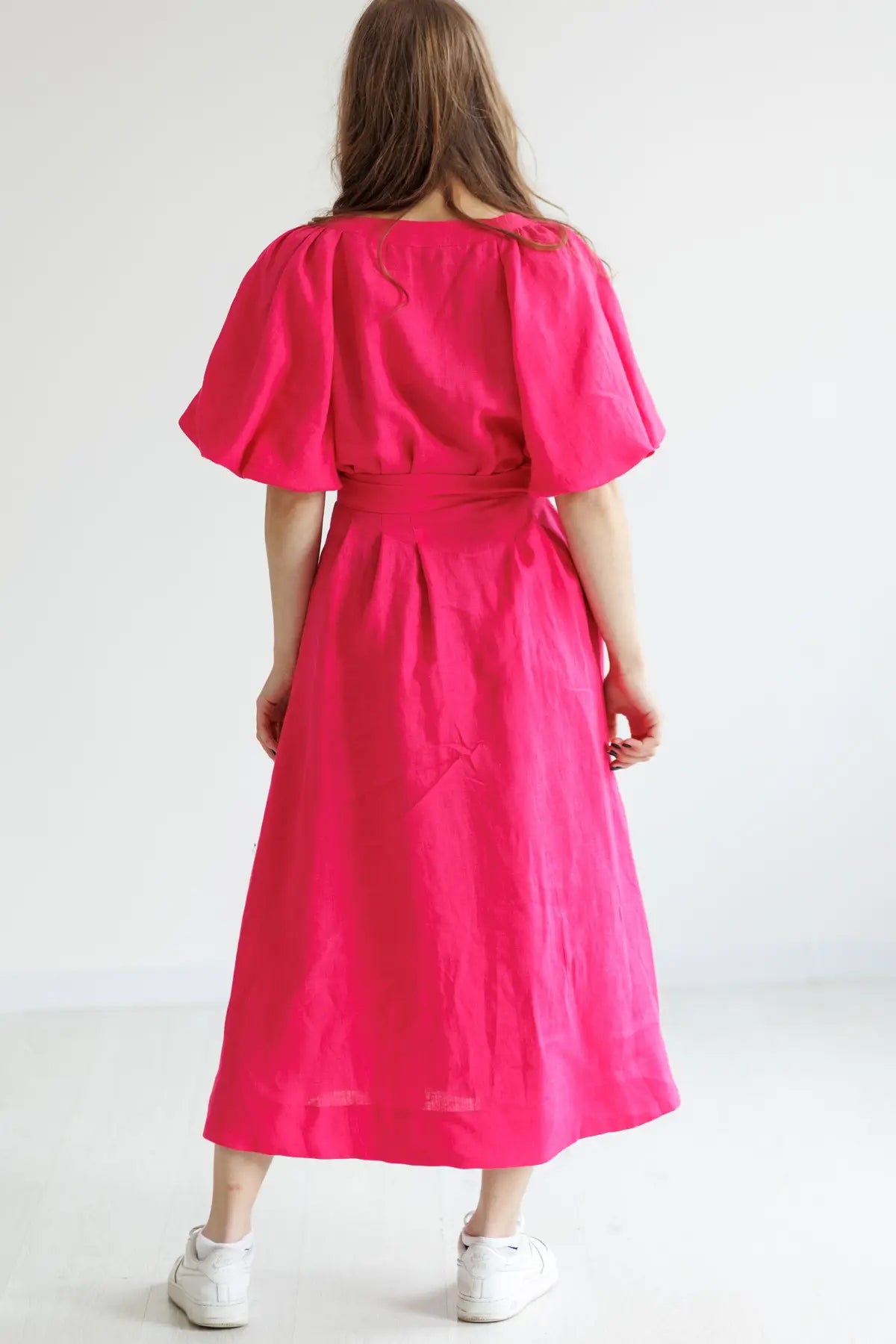 Montgomery linen dress fuchsia