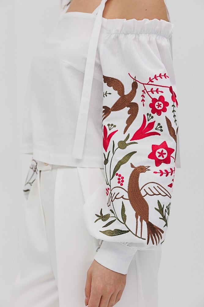 Embroidered blouse “Youth”, white