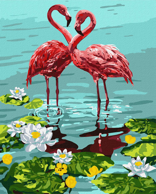 Painting by numbers - Pair of flamingos