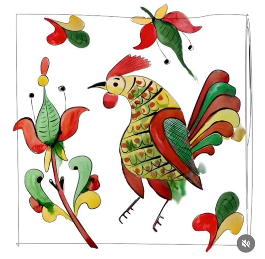 Silk Scarf “Rooster”