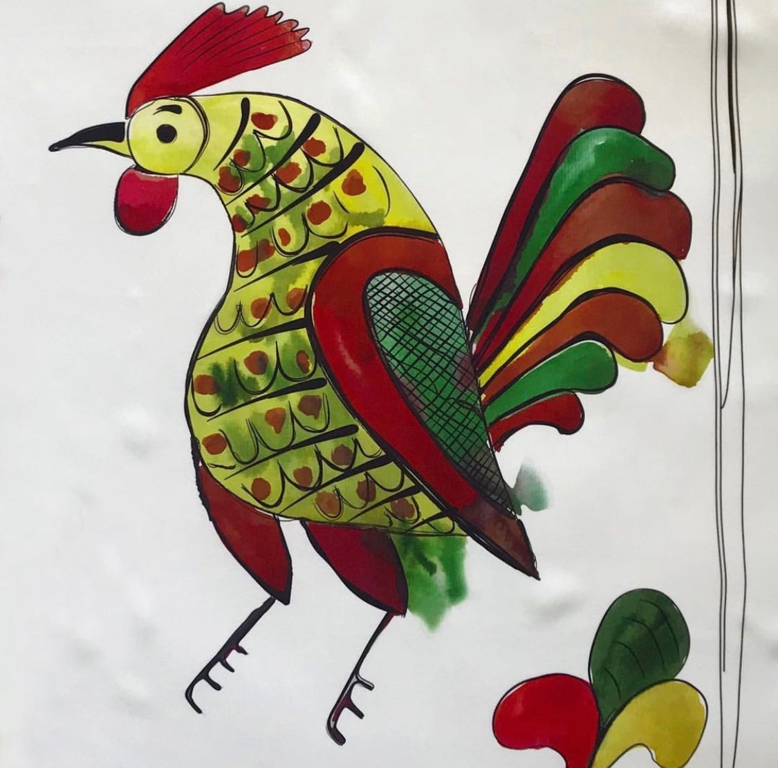 Silk Scarf “Rooster”