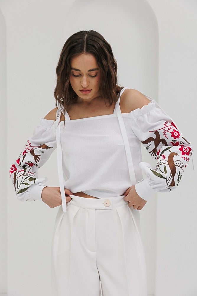 Embroidered blouse “Youth”, white