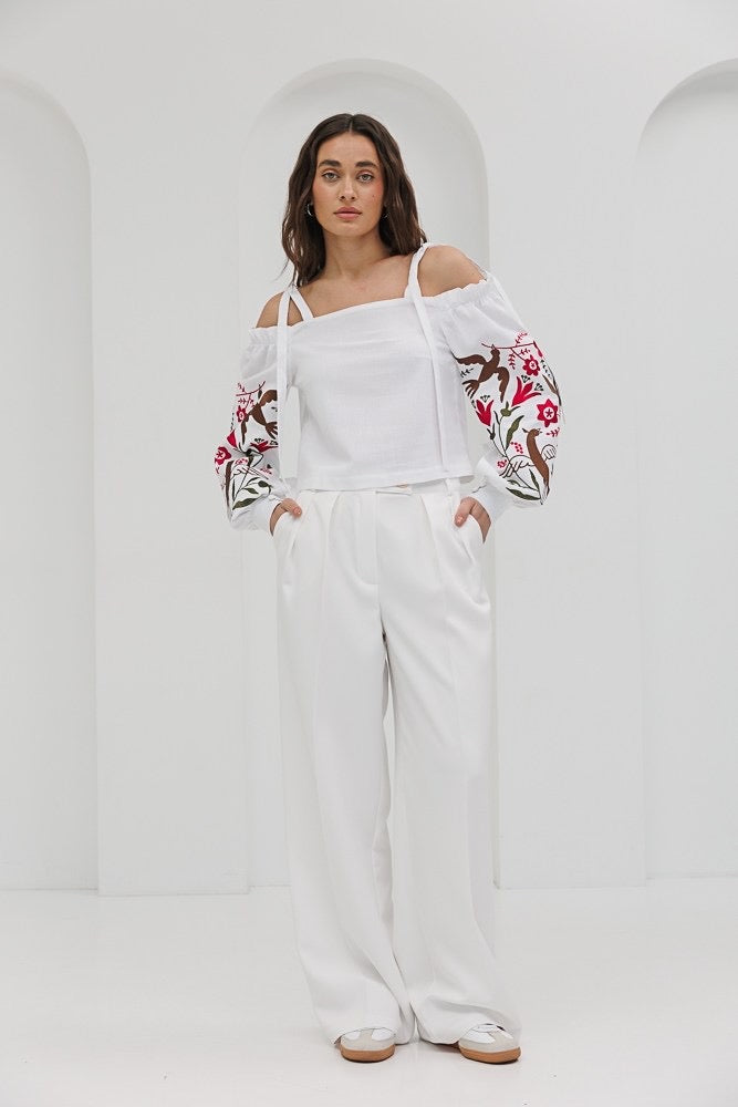 Embroidered blouse “Youth”, white