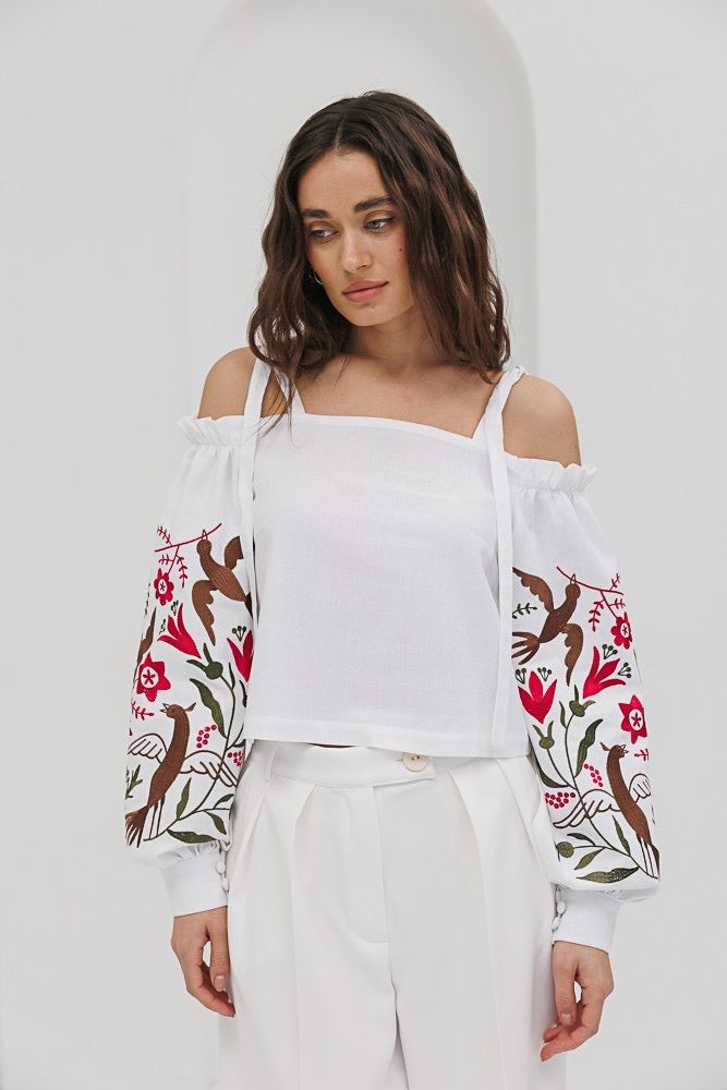 Embroidered blouse “Youth”, white