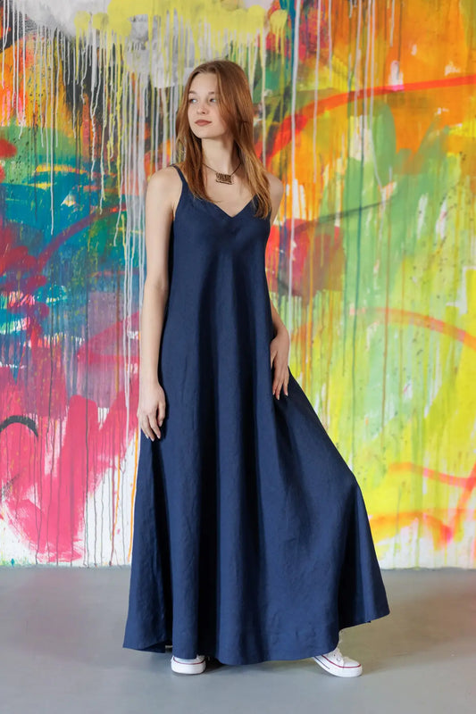 Greensboro linen dress dark-blue