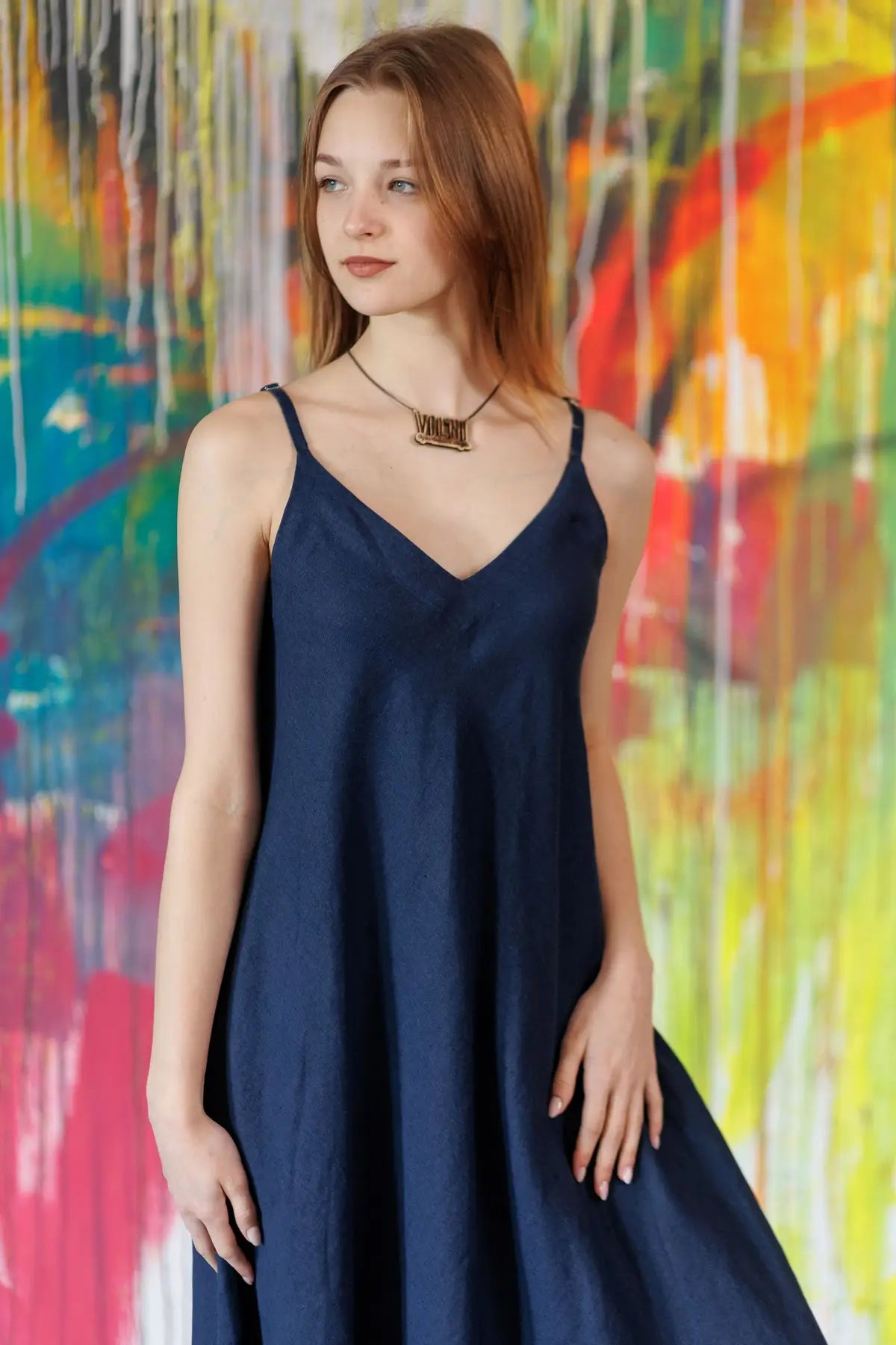 Greensboro linen dress dark-blue