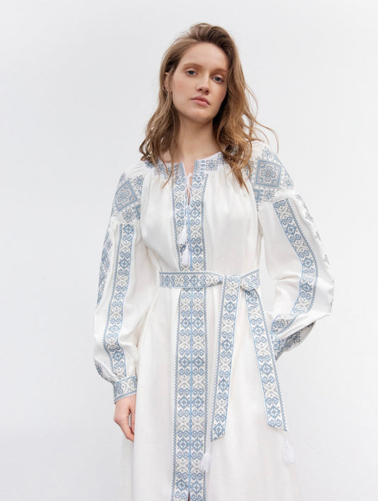 Vyshyvanka dress “Thadeya”, light blue