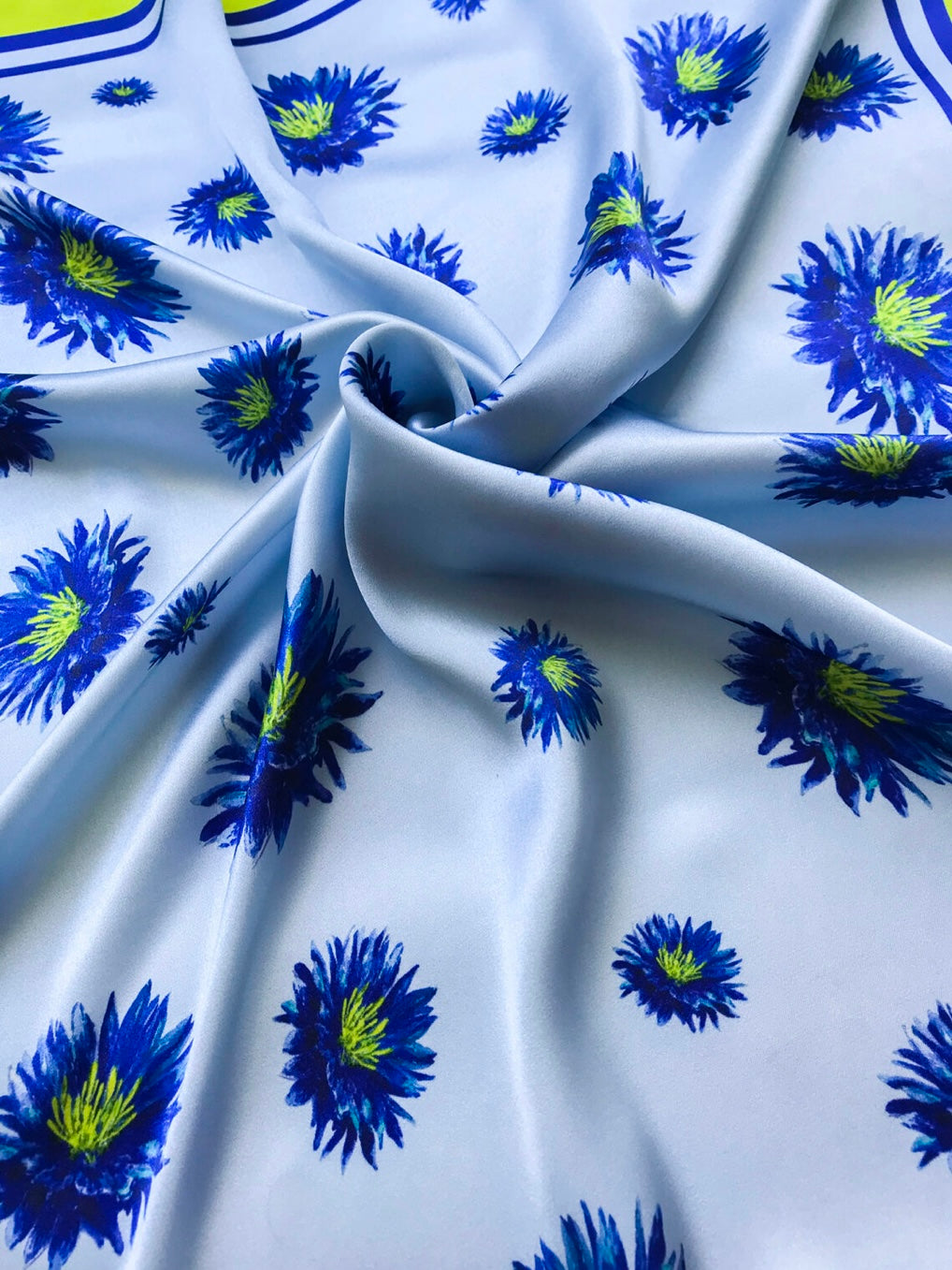 Premium Silk scarf “Cornflowers” in blue