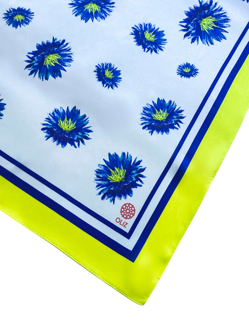 Premium Silk scarf “Cornflowers” in blue