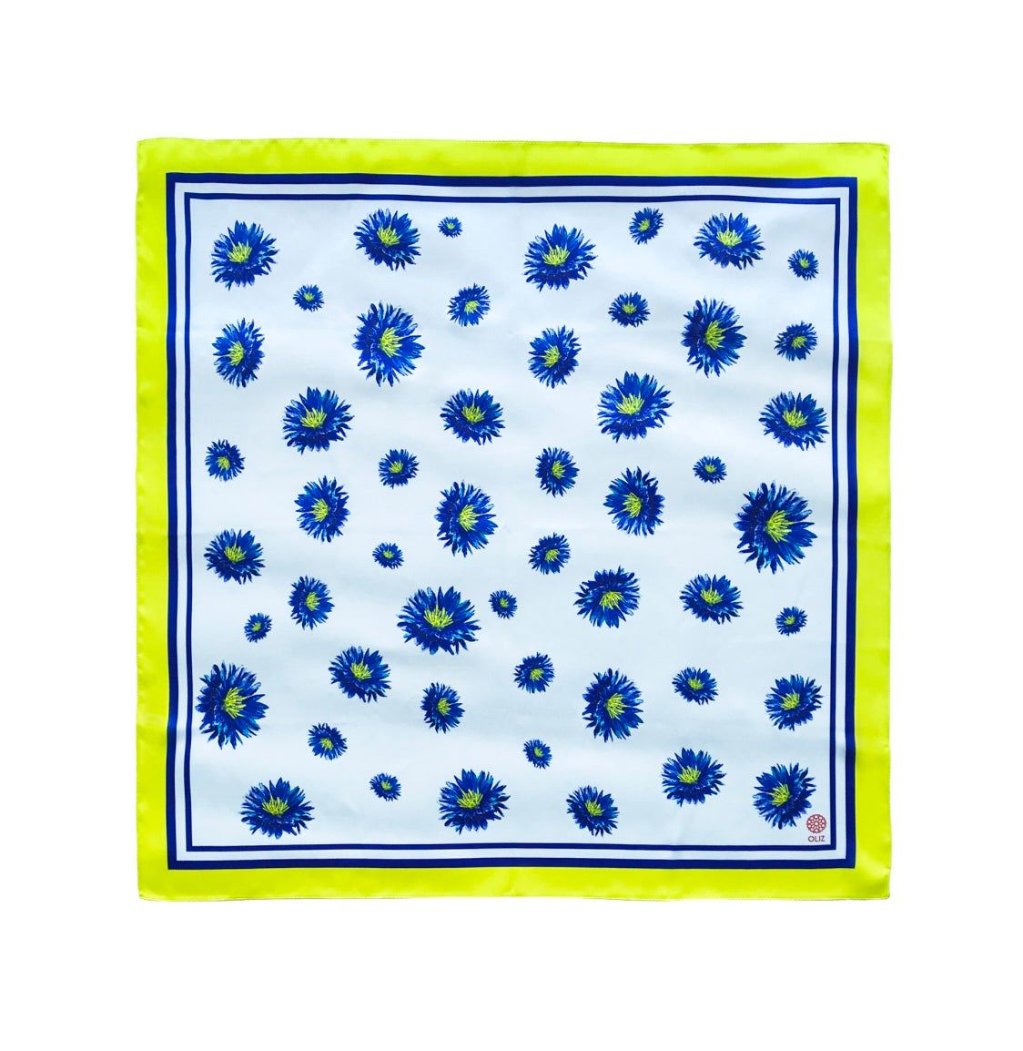 Premium Silk scarf “Cornflowers” in blue