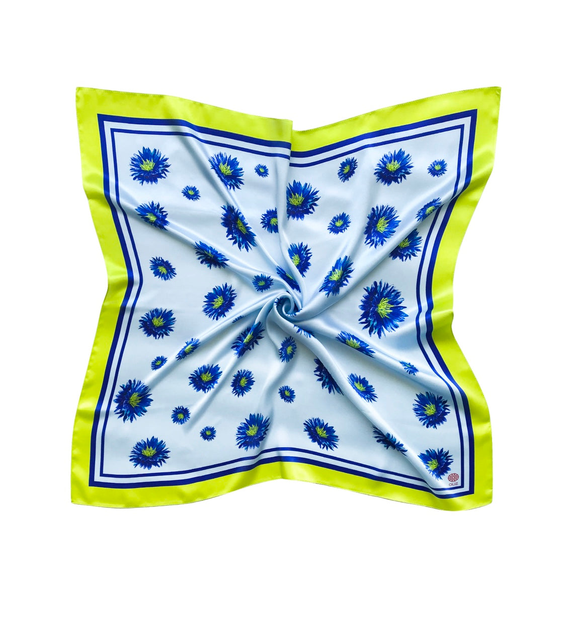 Premium Silk scarf “Cornflowers” in blue