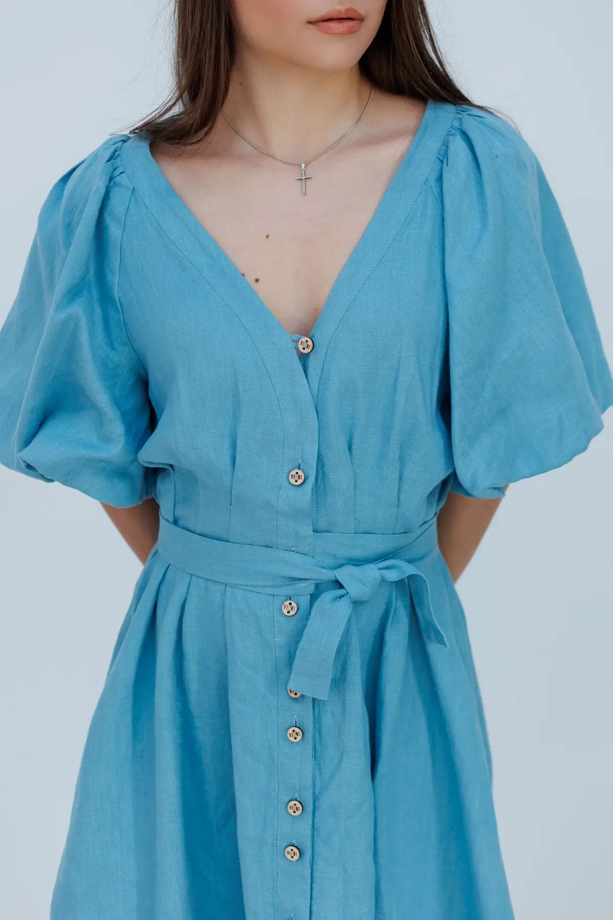 Montgomery linen dress blue