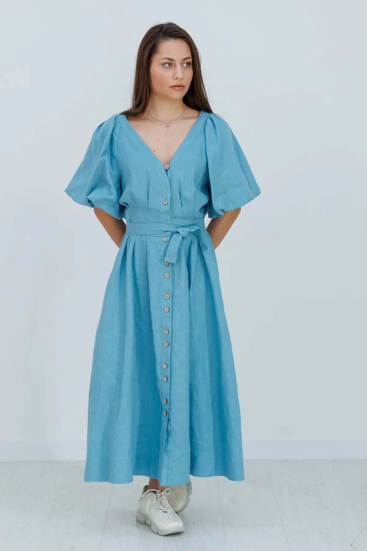 Montgomery linen dress blue